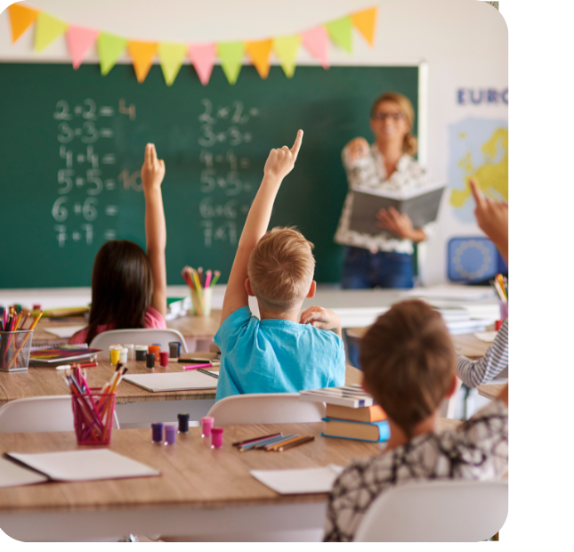 Students participating in a classroom